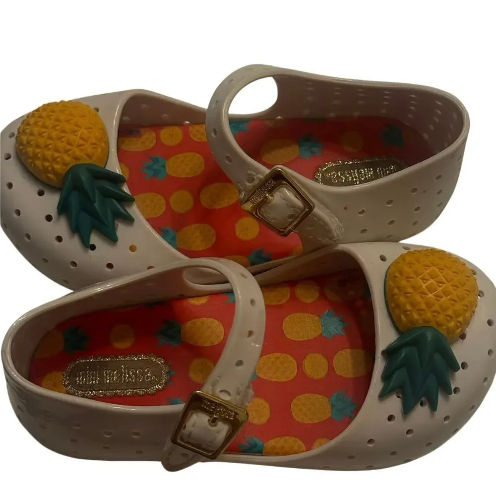 Mini Melissa Sz.8 Tropical Furadinha VII Pineapple Jelly Mary Jane Shoes